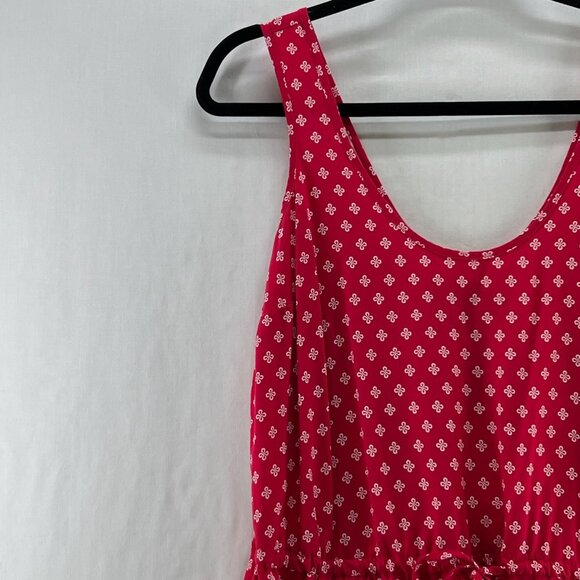 Gap Sleeveless Mini Dress Women S Drawstring Cinch Waist Side Pockets Floral Red - Picture 6 of 11